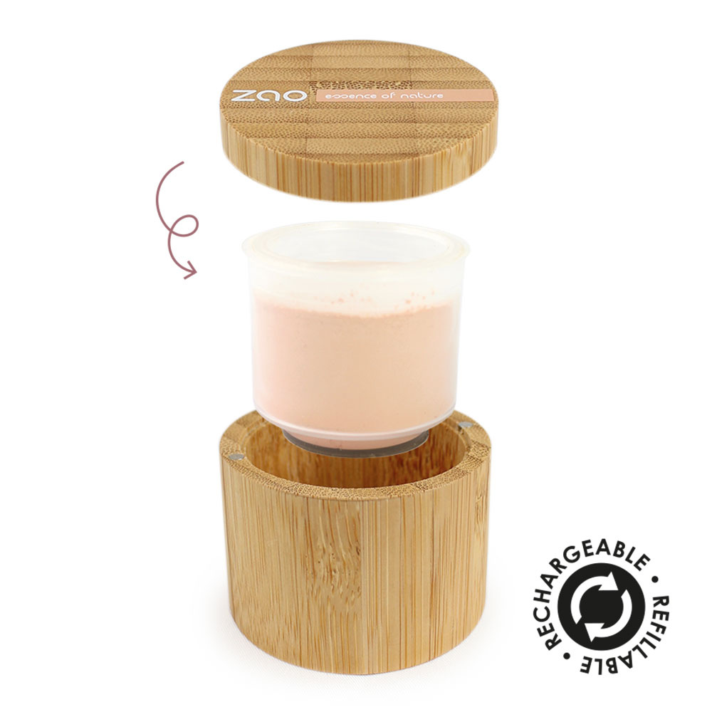 zao essence of nature Mineral silk 503 Beige orangé ZAO Poudre libre Certifiée Bio, Formule 100% naturelle, Vegan et Rechargeable