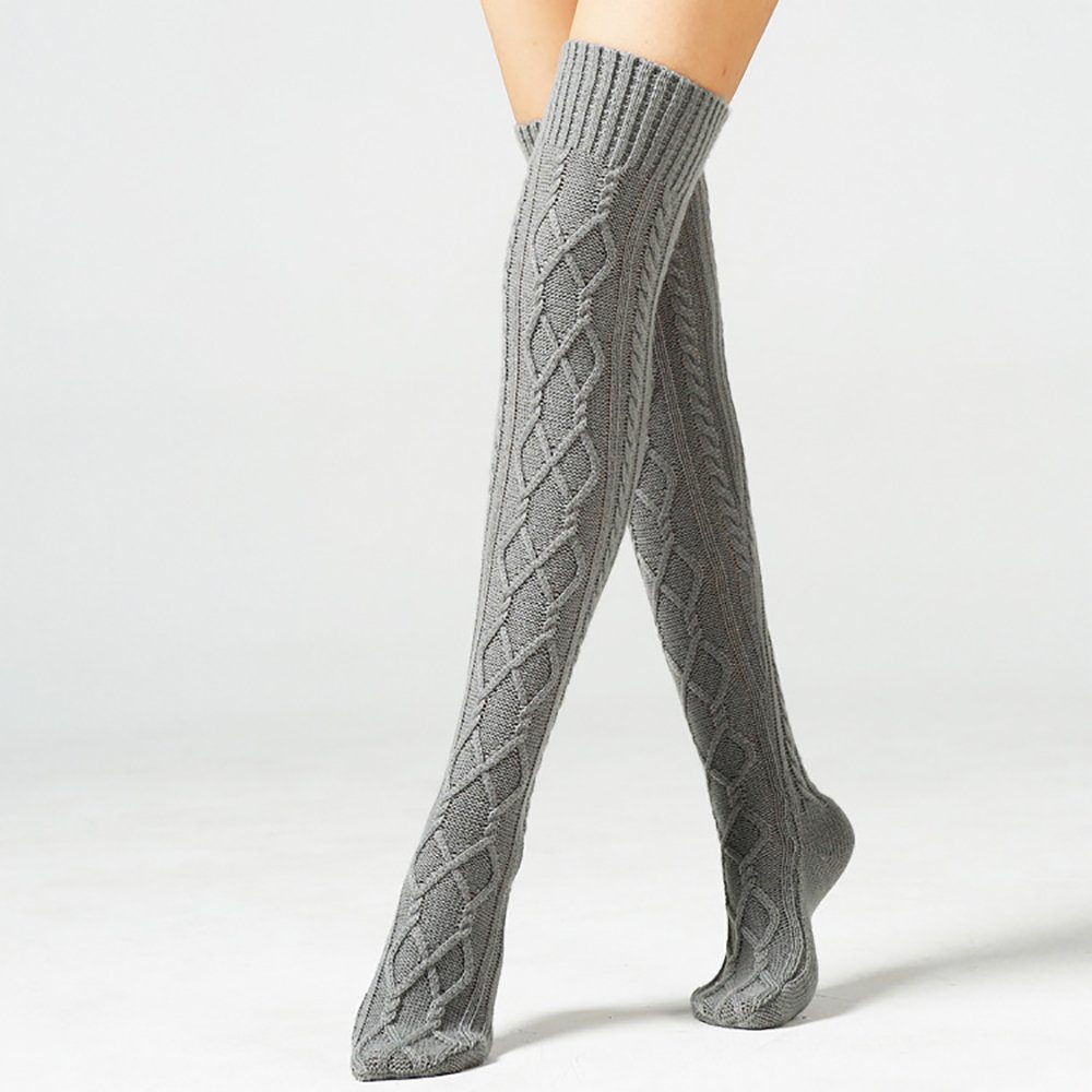 Geistesblitz Beinstulpen Kniestrümpfe Damen (Stiefelstrümpfe Legwarmers für Damen Beinstulpen 1 Paar, 1-St., Beinwärmer für Damen Gestrickt) Overknee Winter Strick Strümpfe
