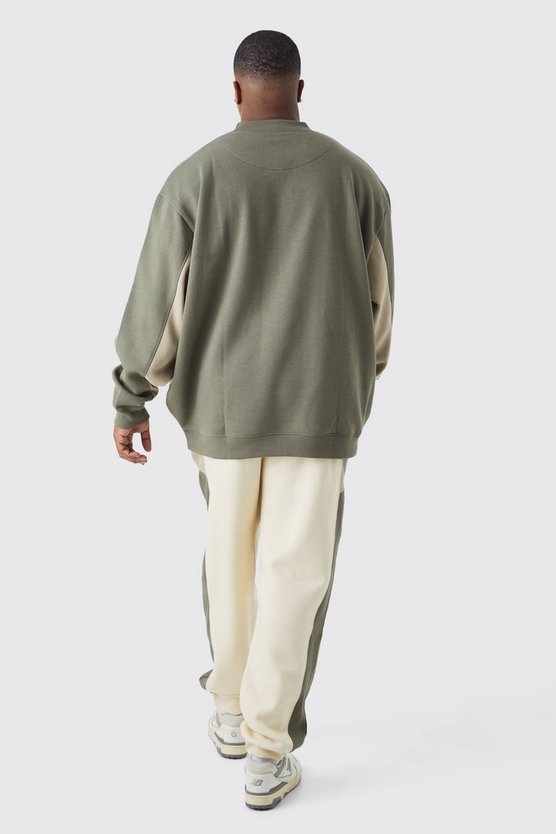 Plus Oversize Colorblock Sweatshirt-Trainingsanzug