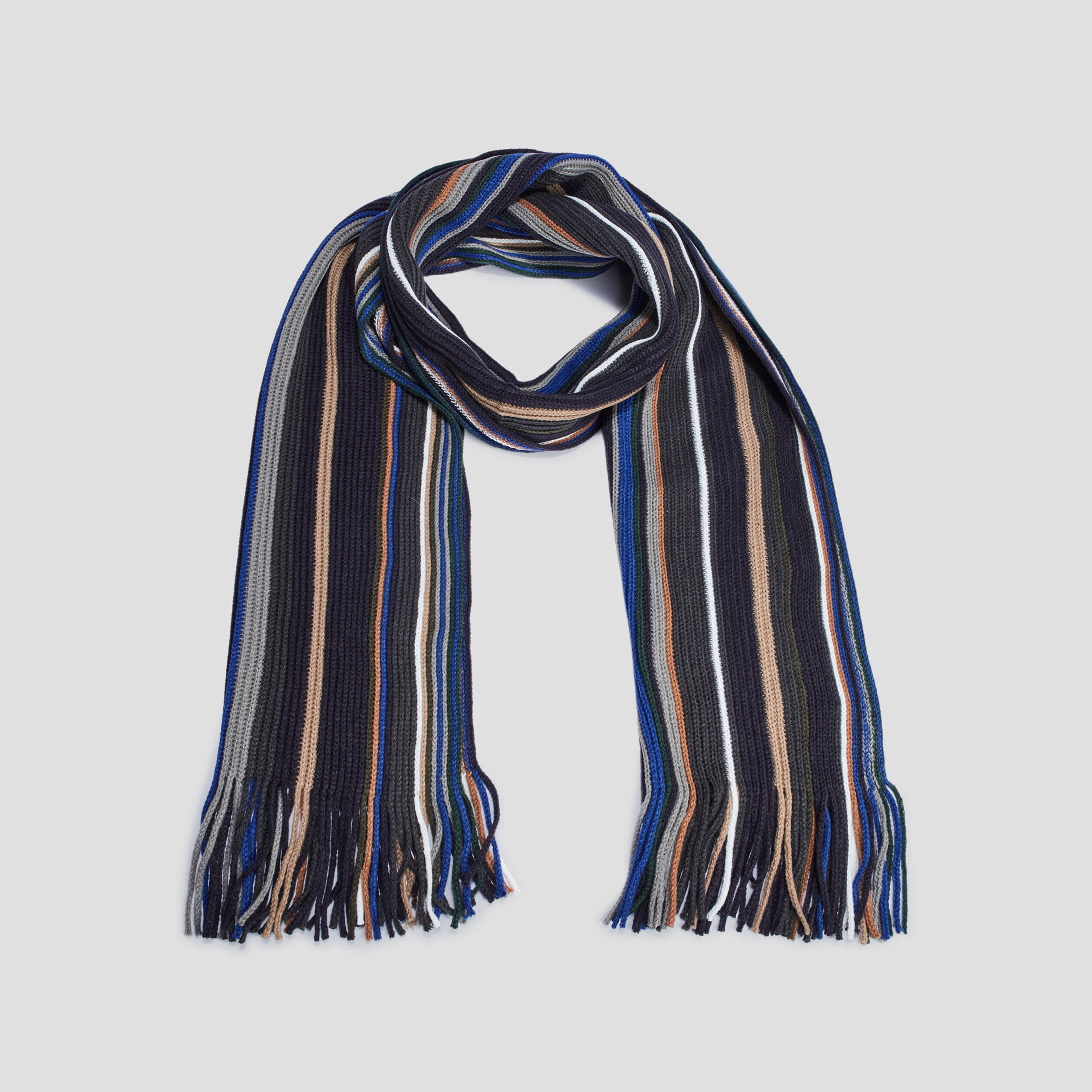 Écharpe à franges bleu marine homme | La Halle