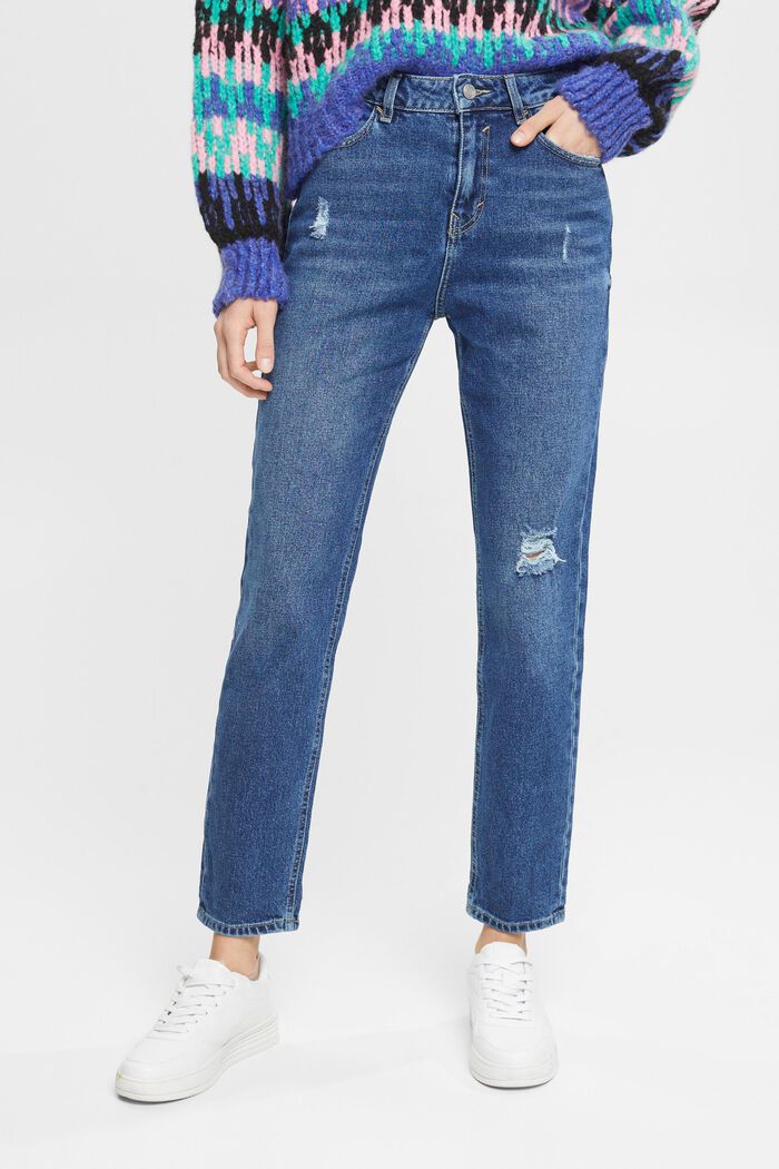 High-Rise Boyfriend Jeans mit Ripped-Details