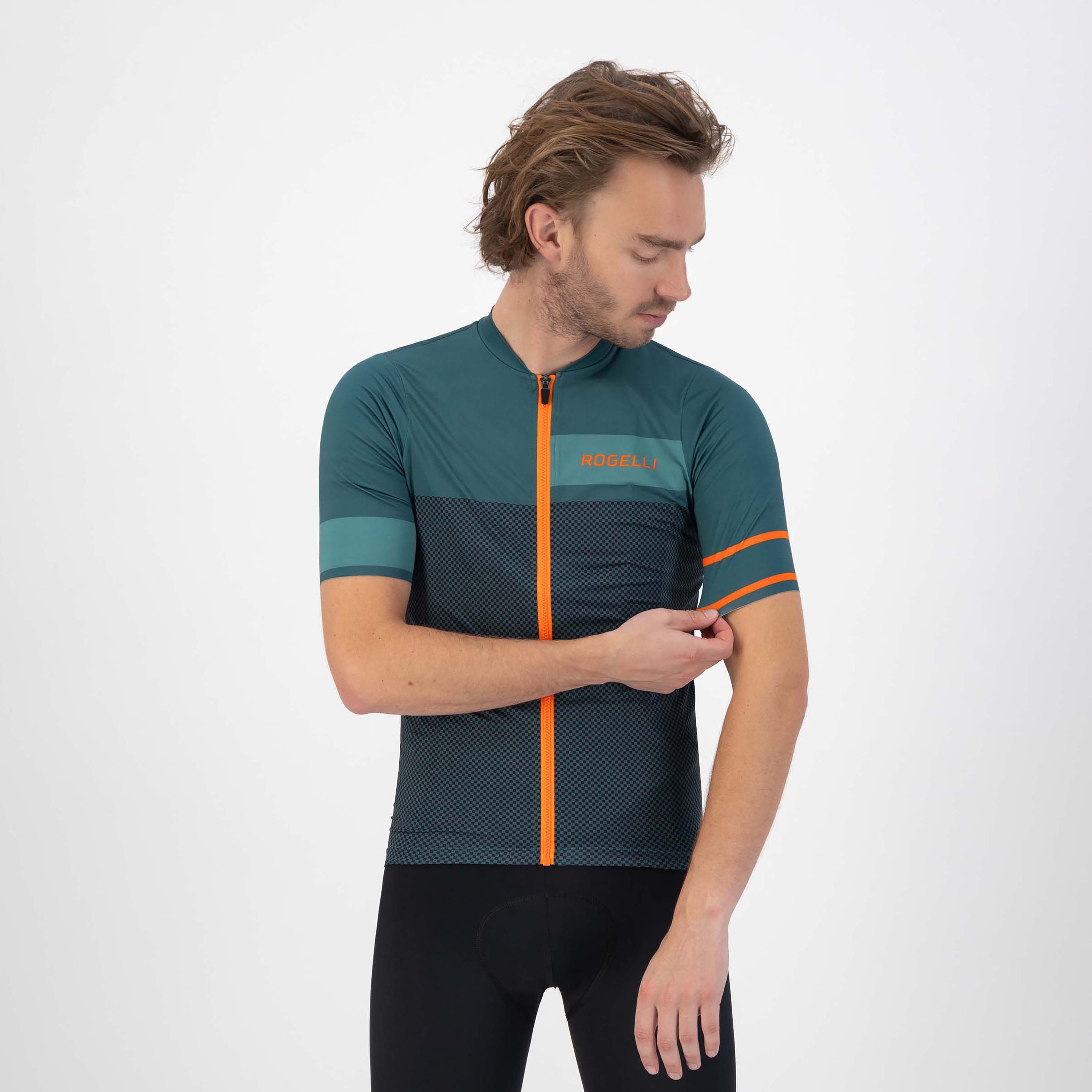 Rogelli Block Grün/Orange Herren Radtrikot Kurzarm
