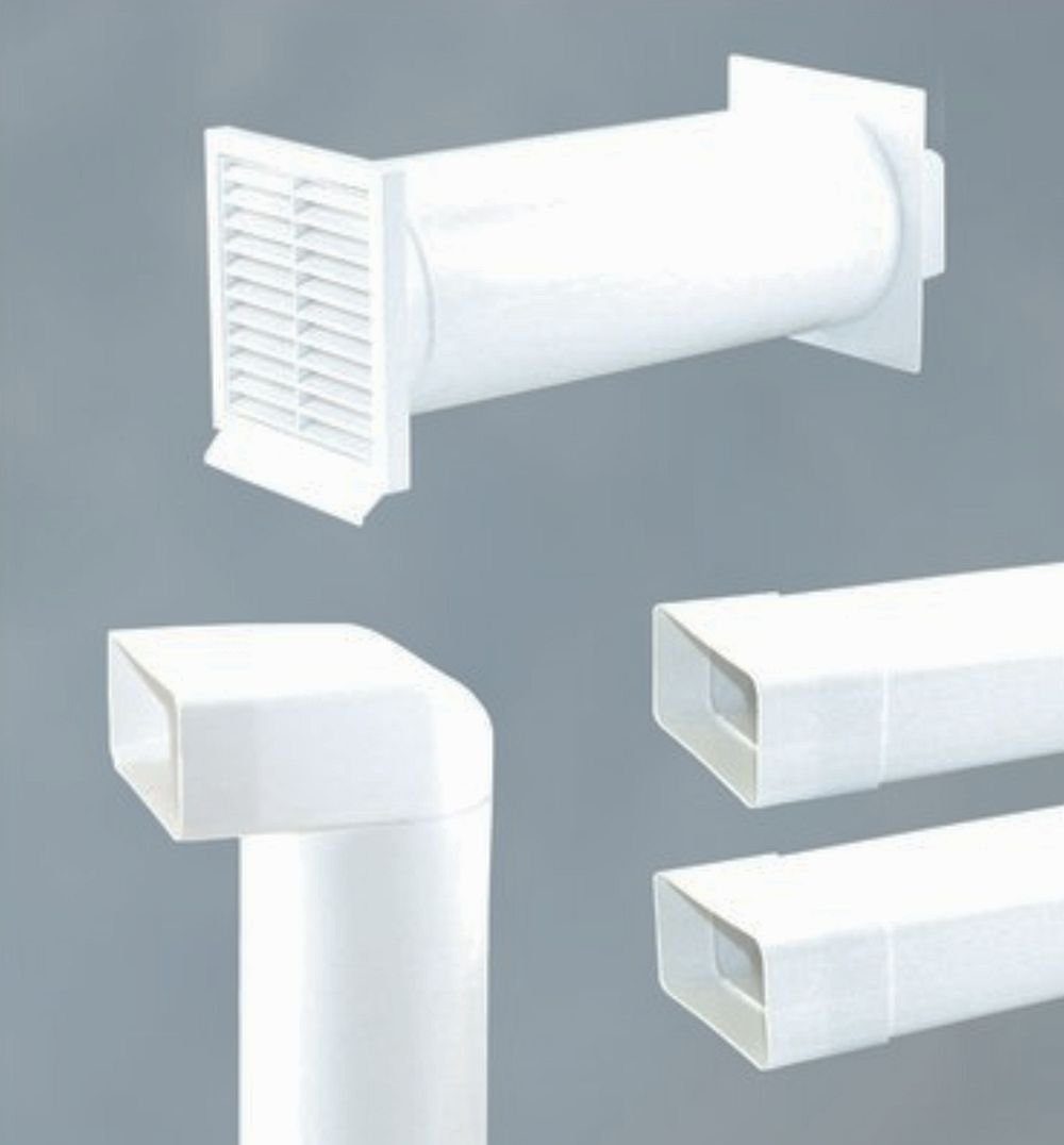 IKM Abluft-Set Abluft Mauerkasten 150 mm mit Rückstauklappe und 2m Flachkanal