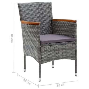 vidaXL Gartenstuhl Garten-Essstühle 4 Stk. Poly Rattan Grau (4 St)