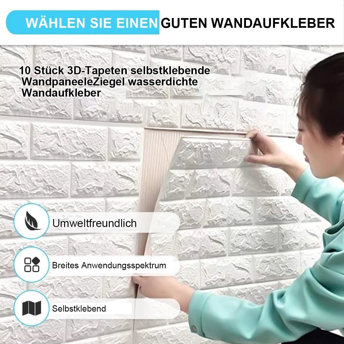 Hikeren Wandsticker Wandtattoo,3D-Wandaufkleber,10PCS selbstklebende Tapete,5mm,35x38.5cm (10 St), elbstklebend, ruckstandslosabziehbar