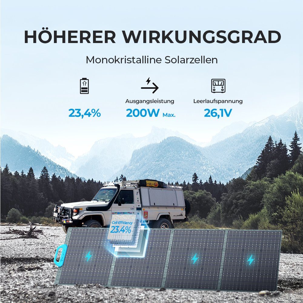 BLUETTI Solaranlage PV200 Solarpanel, 200,00 W, MONOKRISTALLIN, IP65 Schutz