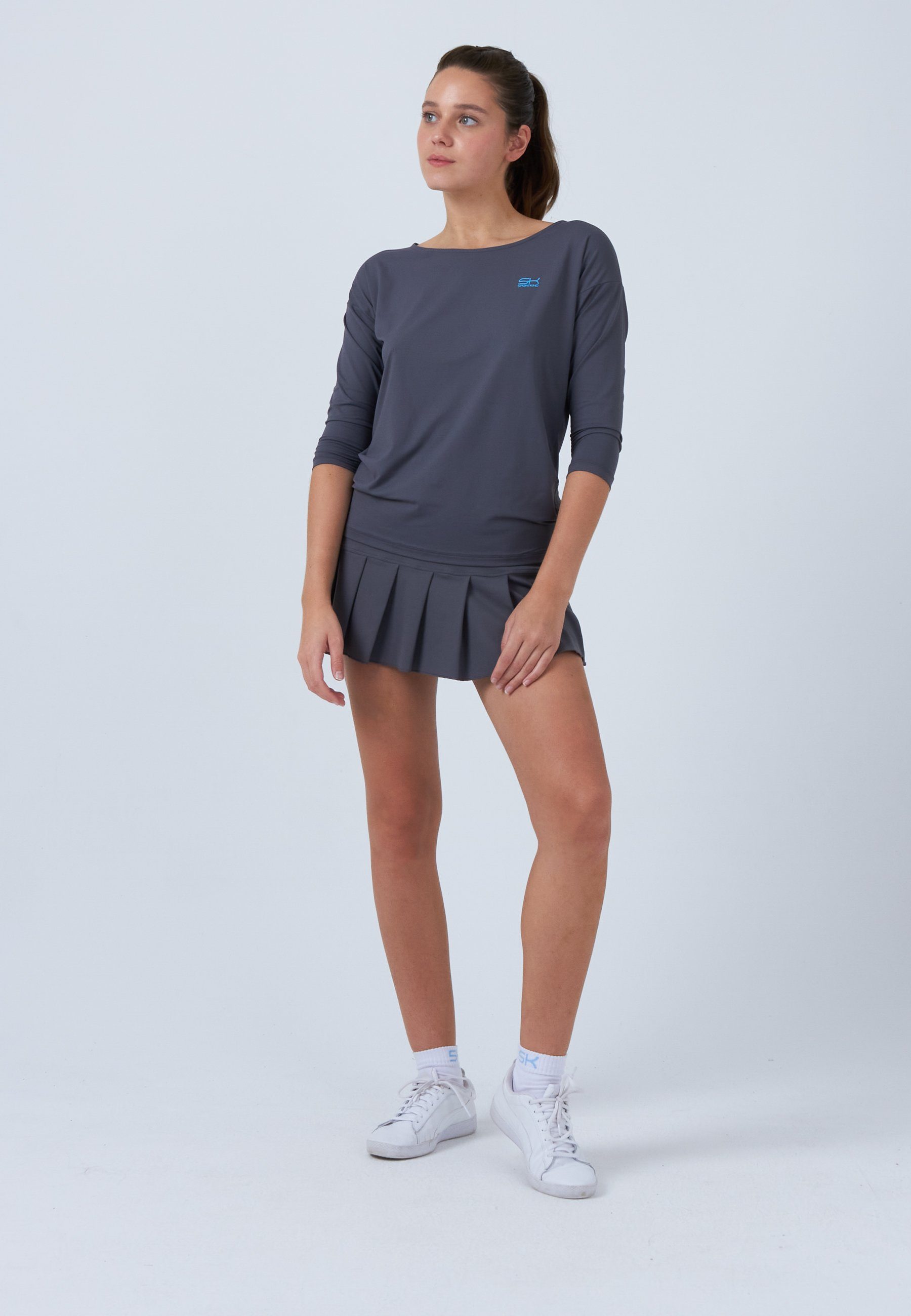 SPORTKIND Funktionsshirt Tennis 3/4 Loose Fit Shirt Mädchen & Damen grau