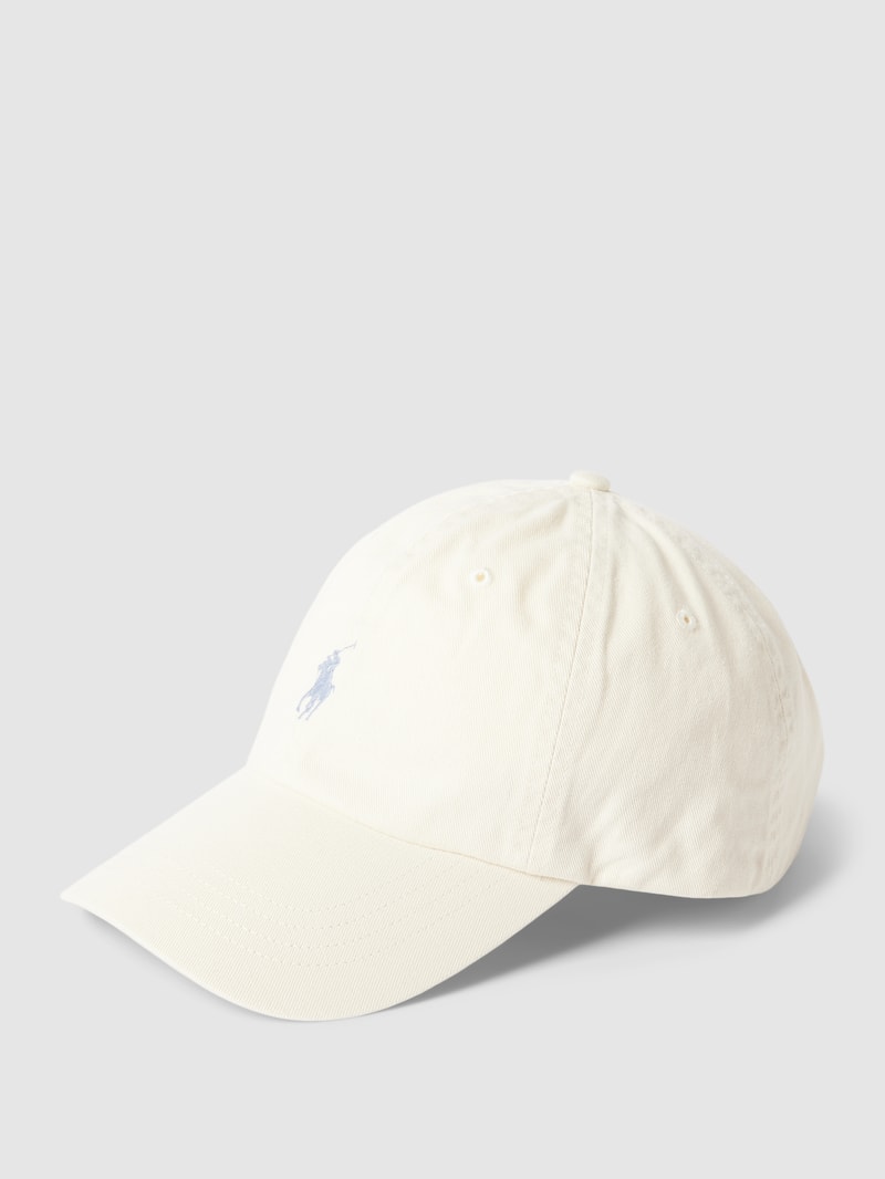 Basecap mit Logo-Stickerei und verstellbarem Riegel in ecru