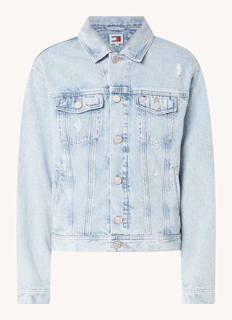 Jachetă din denim Tommy Hilfiger Mom, cu buzunare la piept și laterale.