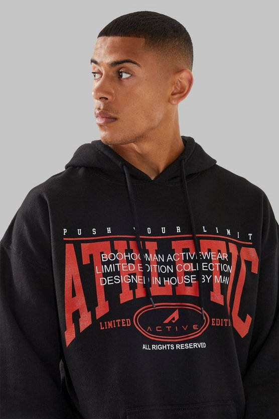 Oversize Hoodie mit Man Active Athletic Print