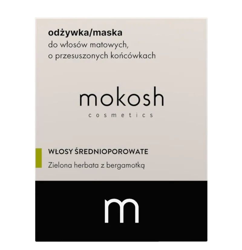 „Mokosh“ kondicionierius/kaukė nusilpusiems plaukams su sausais galiukais, žalioji arbata ir bergamotė (įskaitant
