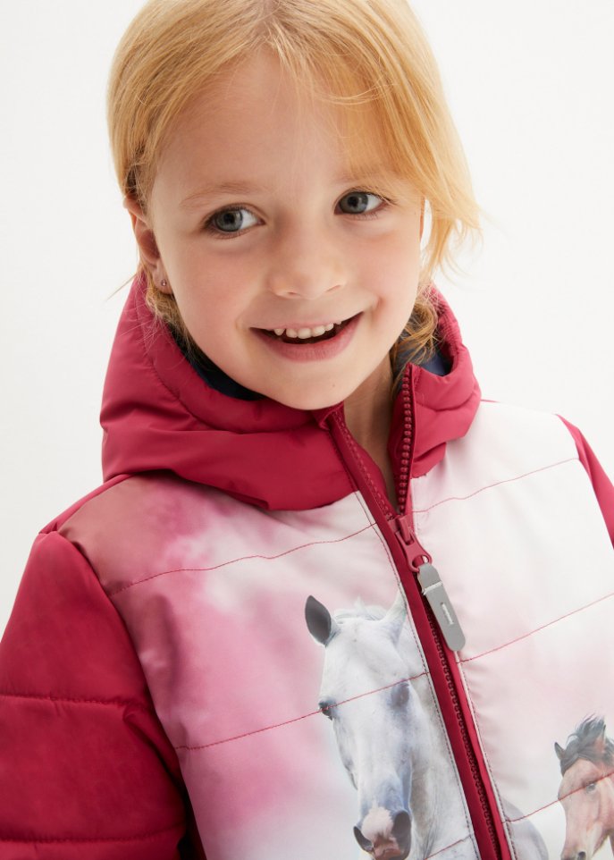 Mädchen Winterjacke mit Pferdemotiv, wasserabweisend und winddicht