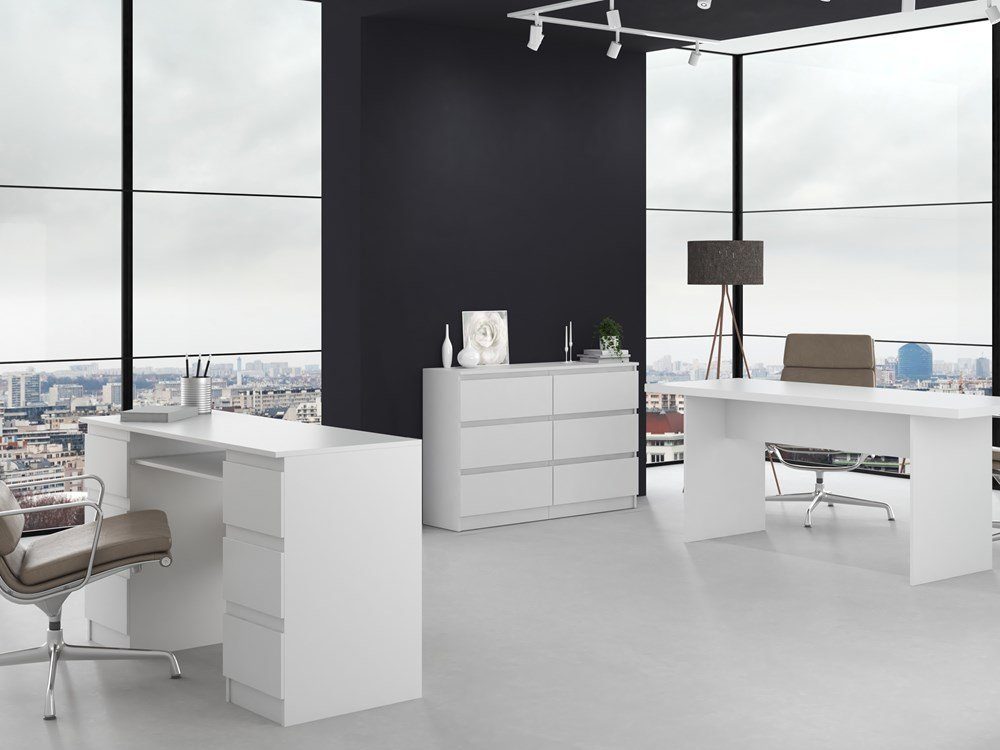 Home Collective Kommode weiß mit sechs Schubladen, Schlafzimmer Flur, Schrank, Sideboard, Highboard, Breite 120 cm Höhe 75cm