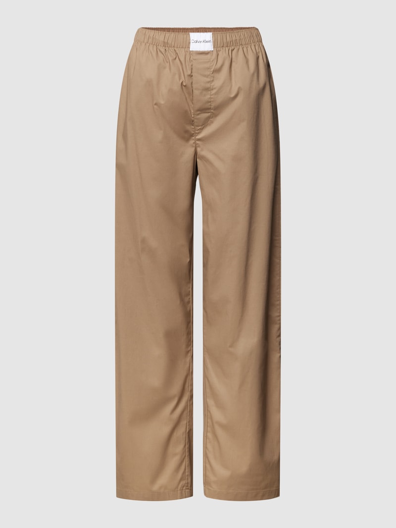 Pyjama-Hose mit Label-Patch in taupe