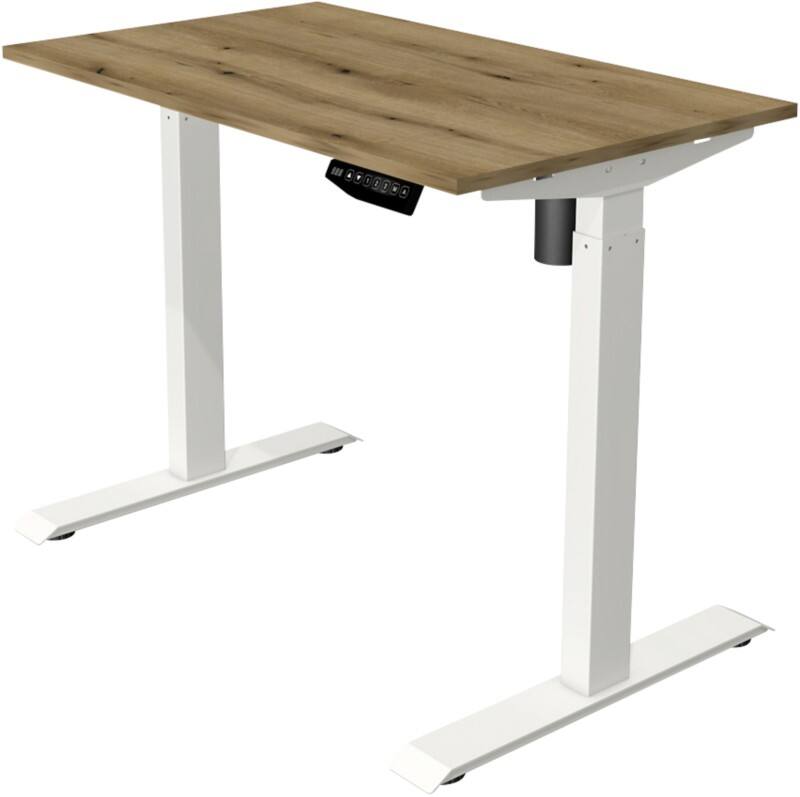 Kerkmann Move 1 Rechteckig Elektronisch Höhenverstellbarer Sitz-Stehschreibtisch Melamin, Stahl Eiche, Weiß 1000 x 800 x 1230 mm