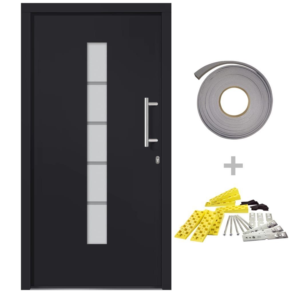 vidaXL Haustür Haustür Aluminium und PVC Anthrazit 100x210 cm Hauseingangstür Wohnung