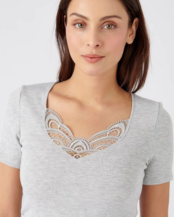 Tee-shirt finition guipure Thermolactyl