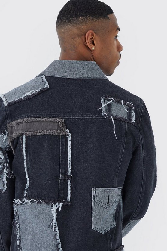 Wiederaufbereitete Patchwork-Jeansjacke