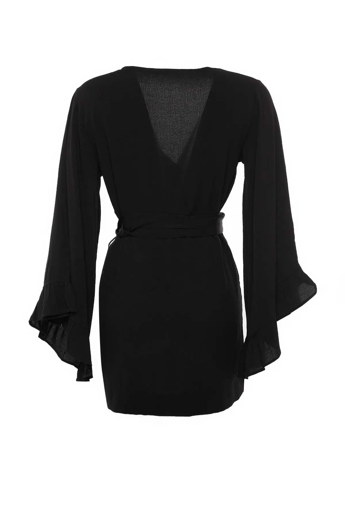 Trendyol Collection  Schwarzer, gewebter Mini-Kimono und Kaftan mit Gürtel und Gürtel TBESS21KM0002