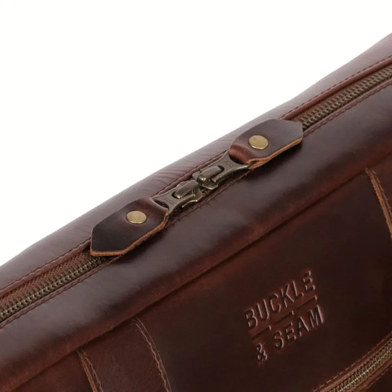 Buckle & Seam Leder Business Briefcase Everett - Braun \/ Stripes