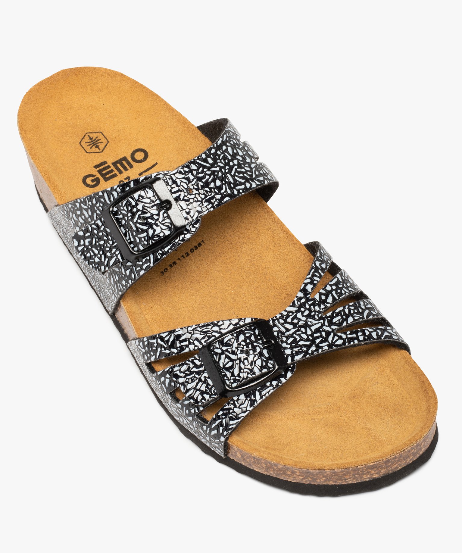 Mules femme compensées à double bride ajustable noir | GEMO