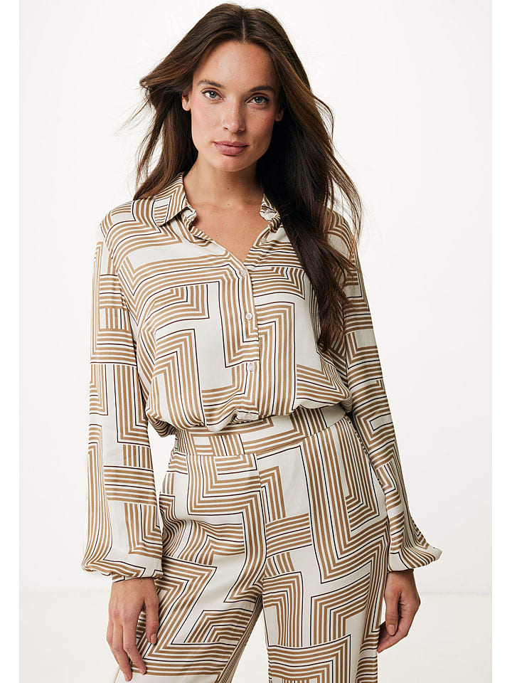 Mexx Bluse in Camel/ Creme günstig kaufen