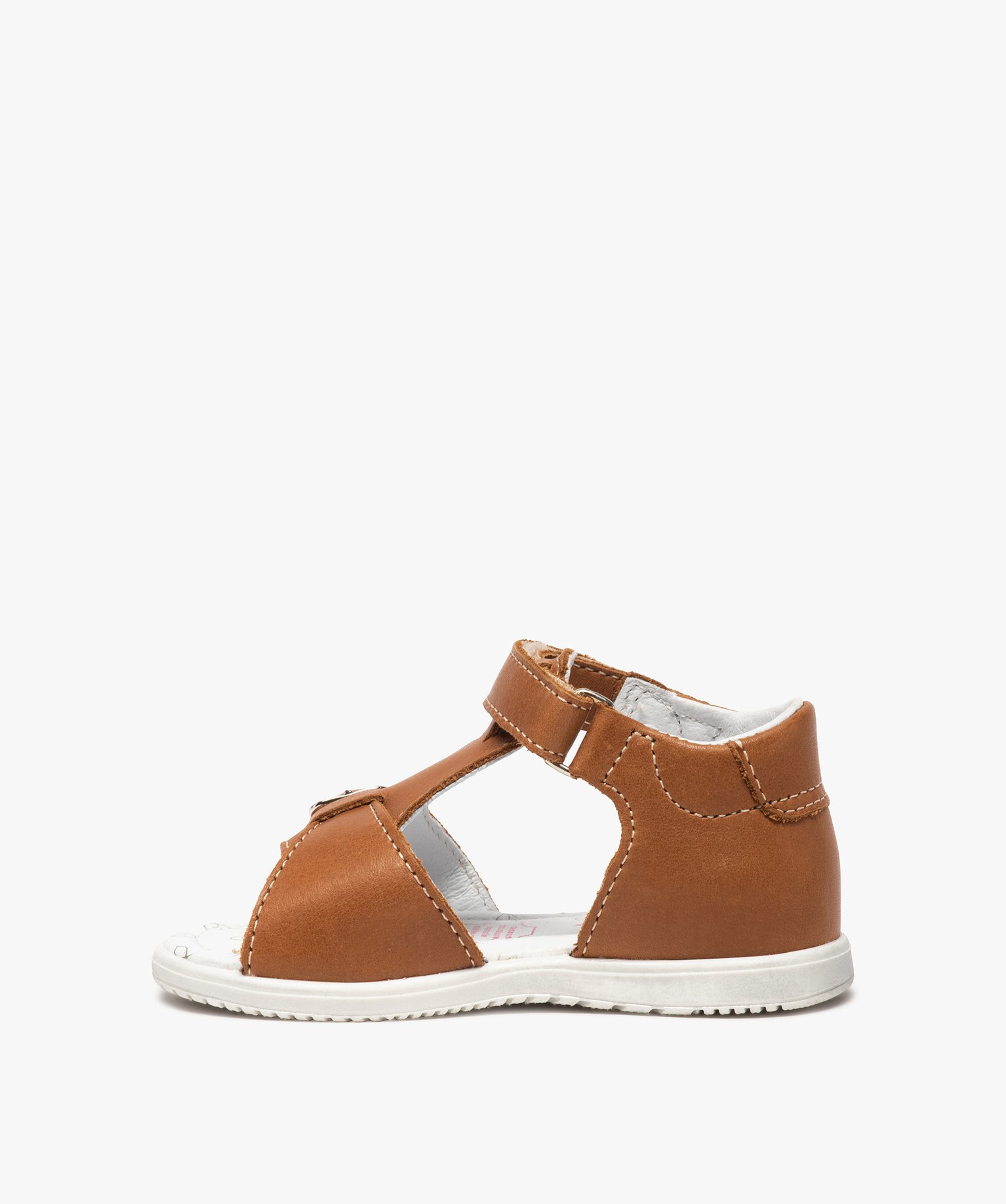 Sandales bébé en cuir uni ajustables - Bopy camel | GEMO
