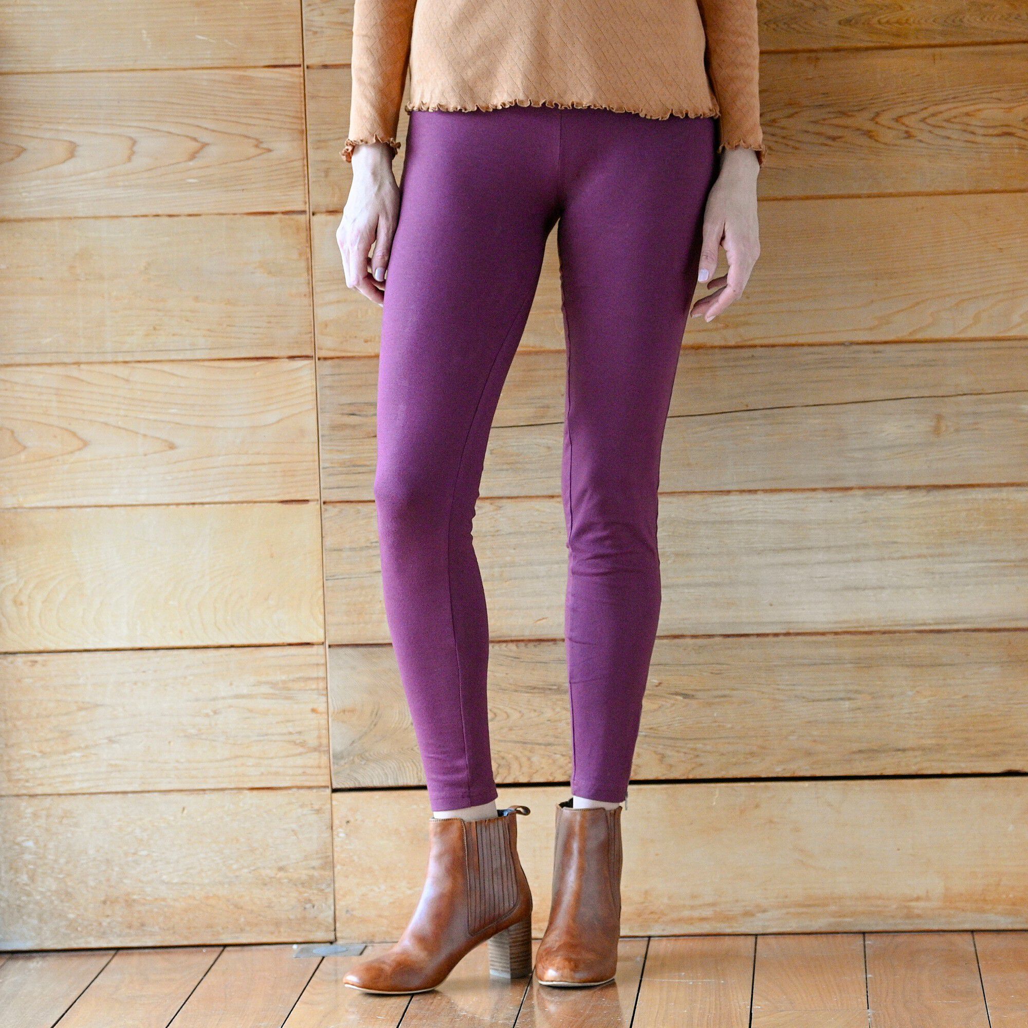 Legging bas de jambe zippé, taille élastiquée