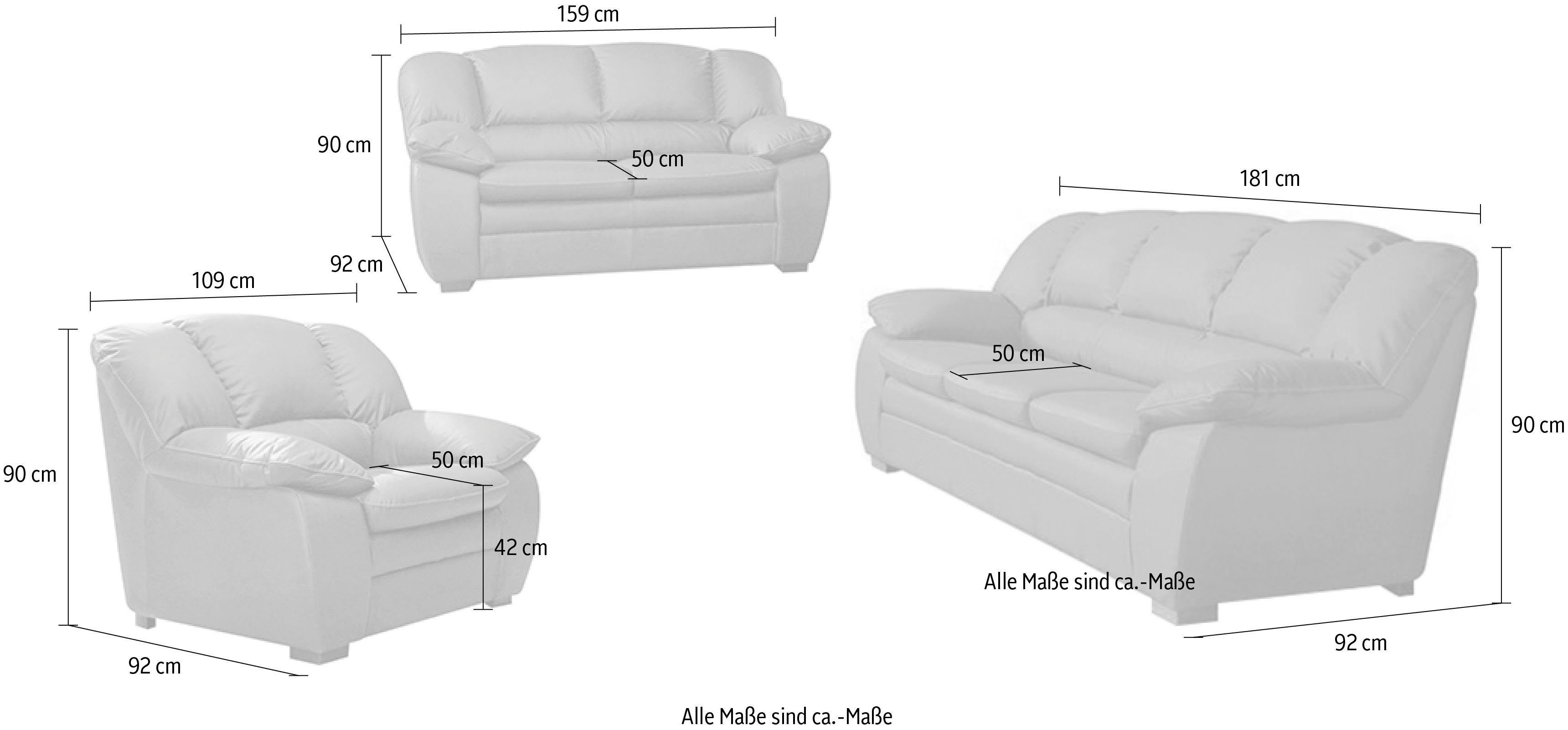 COTTA Polstergarnitur Casino, (Set, 3-tlg), Garnitur: Sessel, 2-Sitzer, 2,5-Sitzer