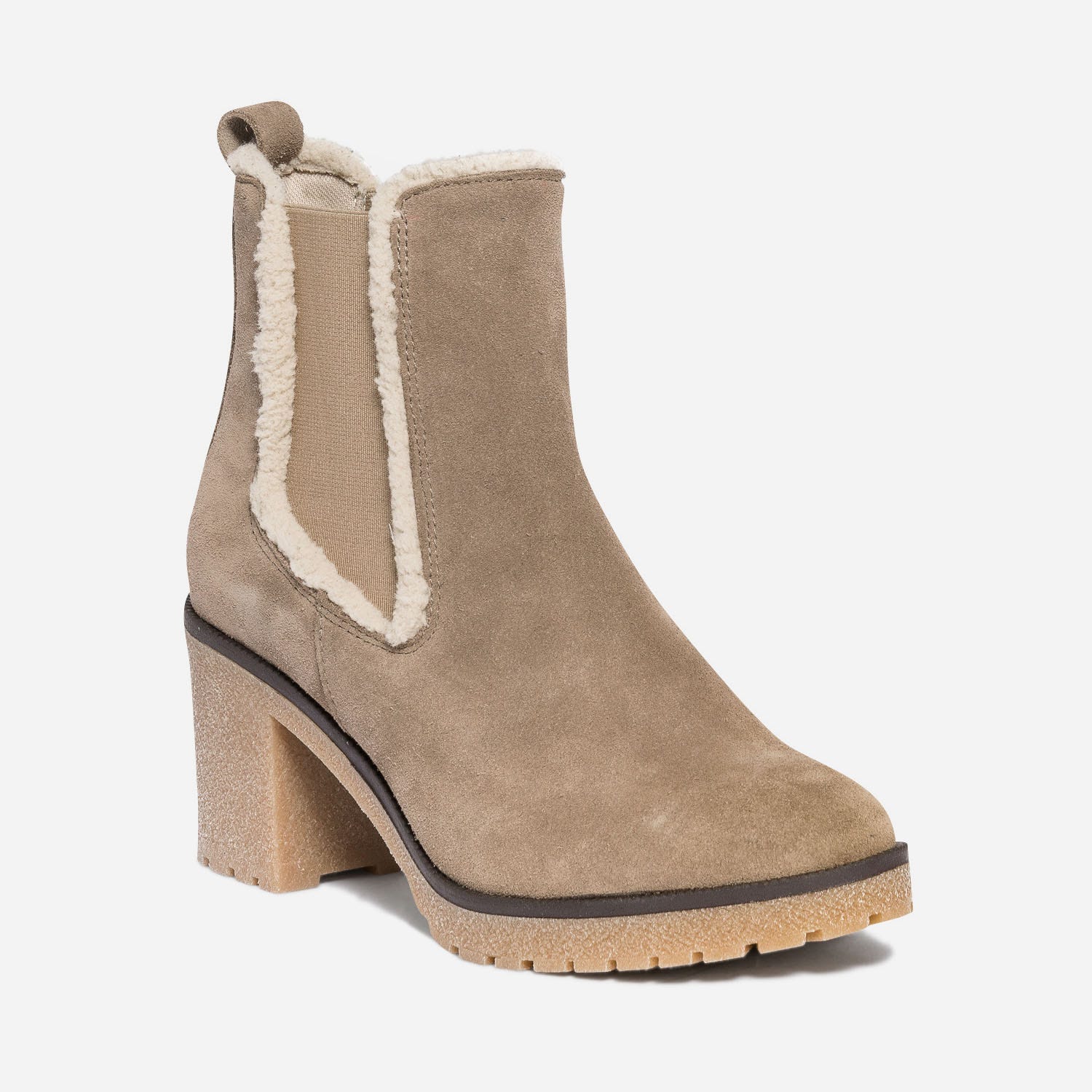 Chelsea boots beige éco-conçu en cuir velours