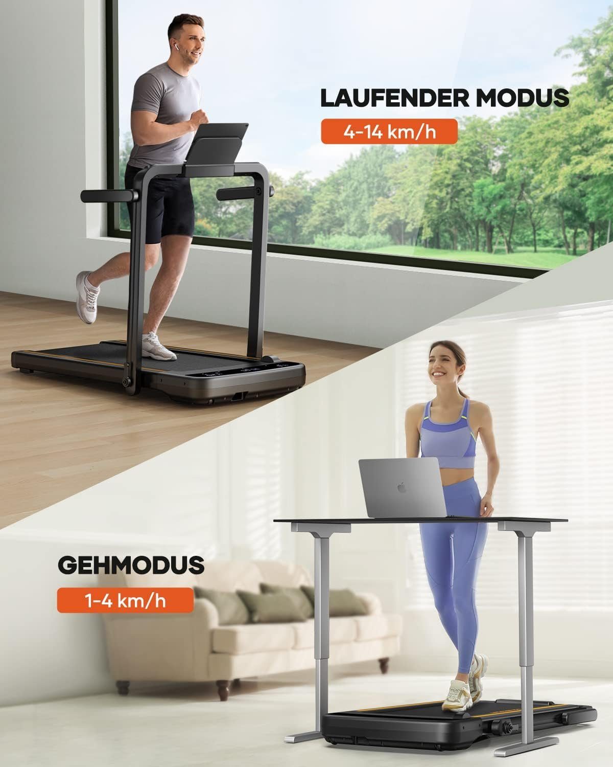 homeTro Laufband (Klappbar Elektrisches Laufbänder für Zuhause, mit App-Treadmil), Walking Pad bis für Zuhause,unter dem Schreibtisch mit Fernbedienung