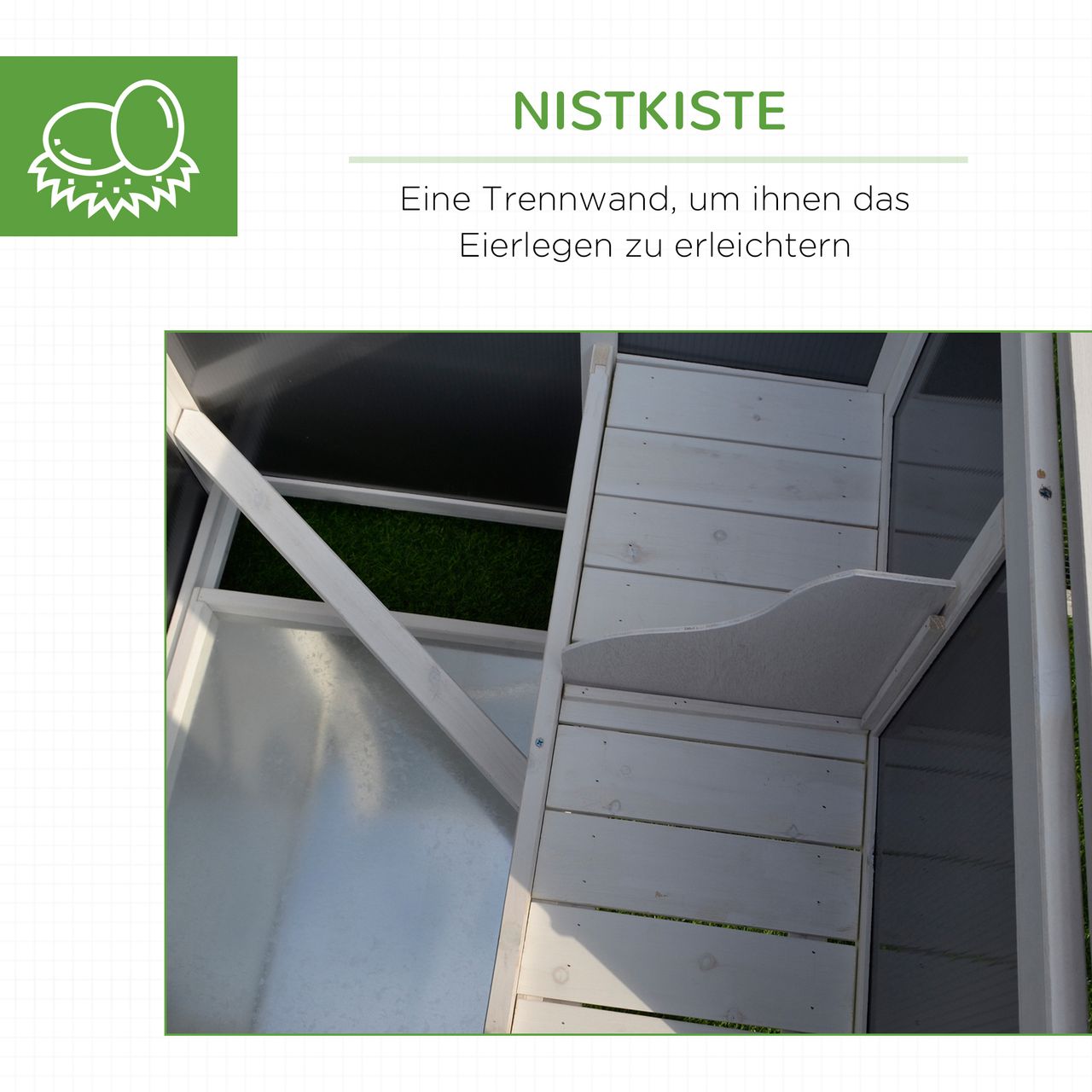 PawHut Hühnerstall Hühnerhaus Geeignet für 1-2 Hühner mit Nistkasten Eierkiste