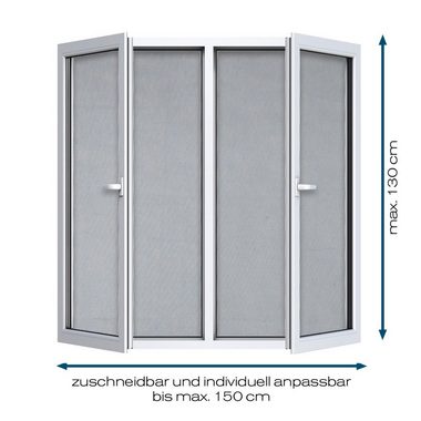 Hoberg Insektenschutz-Fensterrahmen Fliegengitter Moskitonetz inkl. Pollenschutz 150x130cm, zuschneidbar & magnetisch