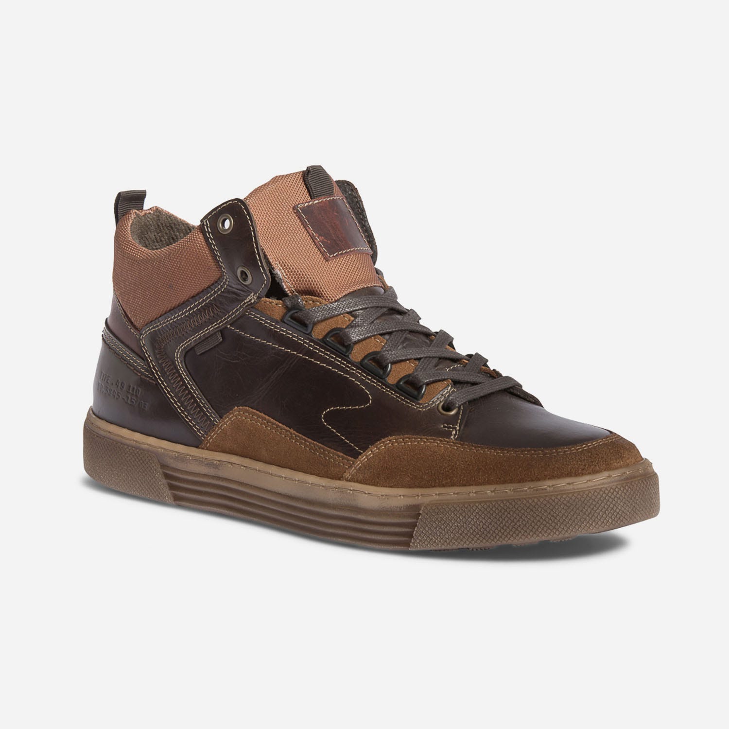 Basket marron et cognac multi matières