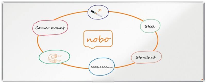 Nobo Premium Plus Whiteboard 1915165 Wandmontiert Magnetisch Lackierter Stahl 300 x 120 cm