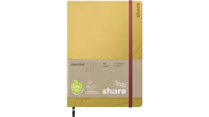 share A5 Journal Notizbuch A5 gelb punktkariert