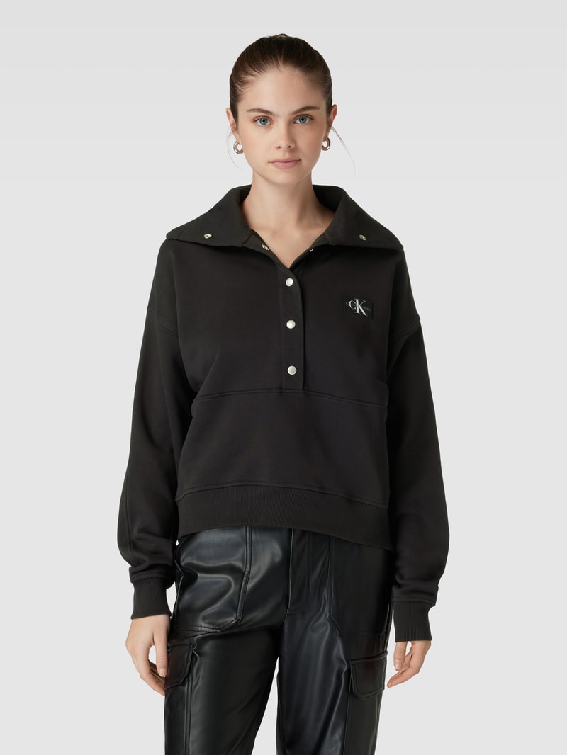 Sweatshirt mit Druckknopfleiste in black