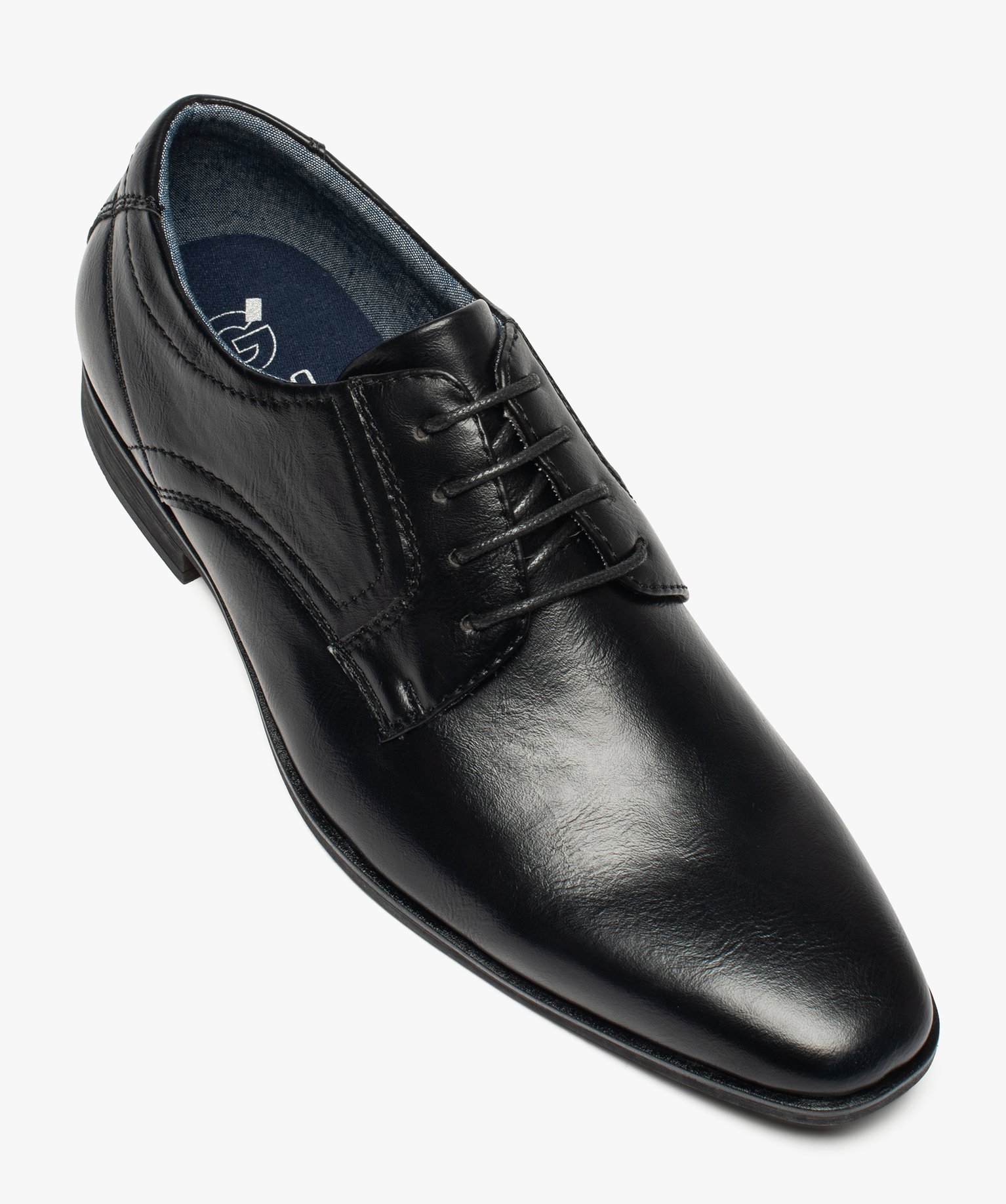 Derbies homme unis à bout carré noir | GEMO