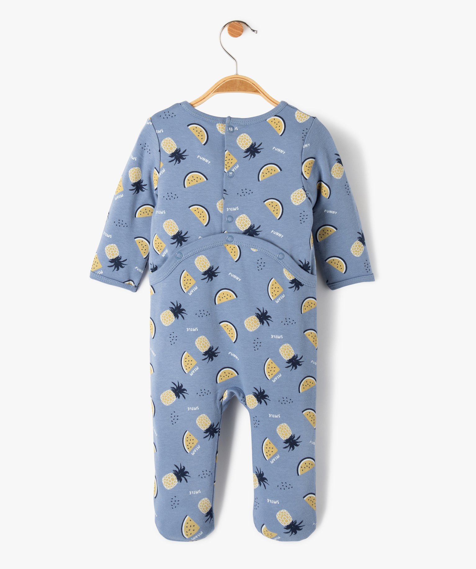 Pyjama bébé à motifs fruits exotiques fermeture pont dos bleu | GEMO