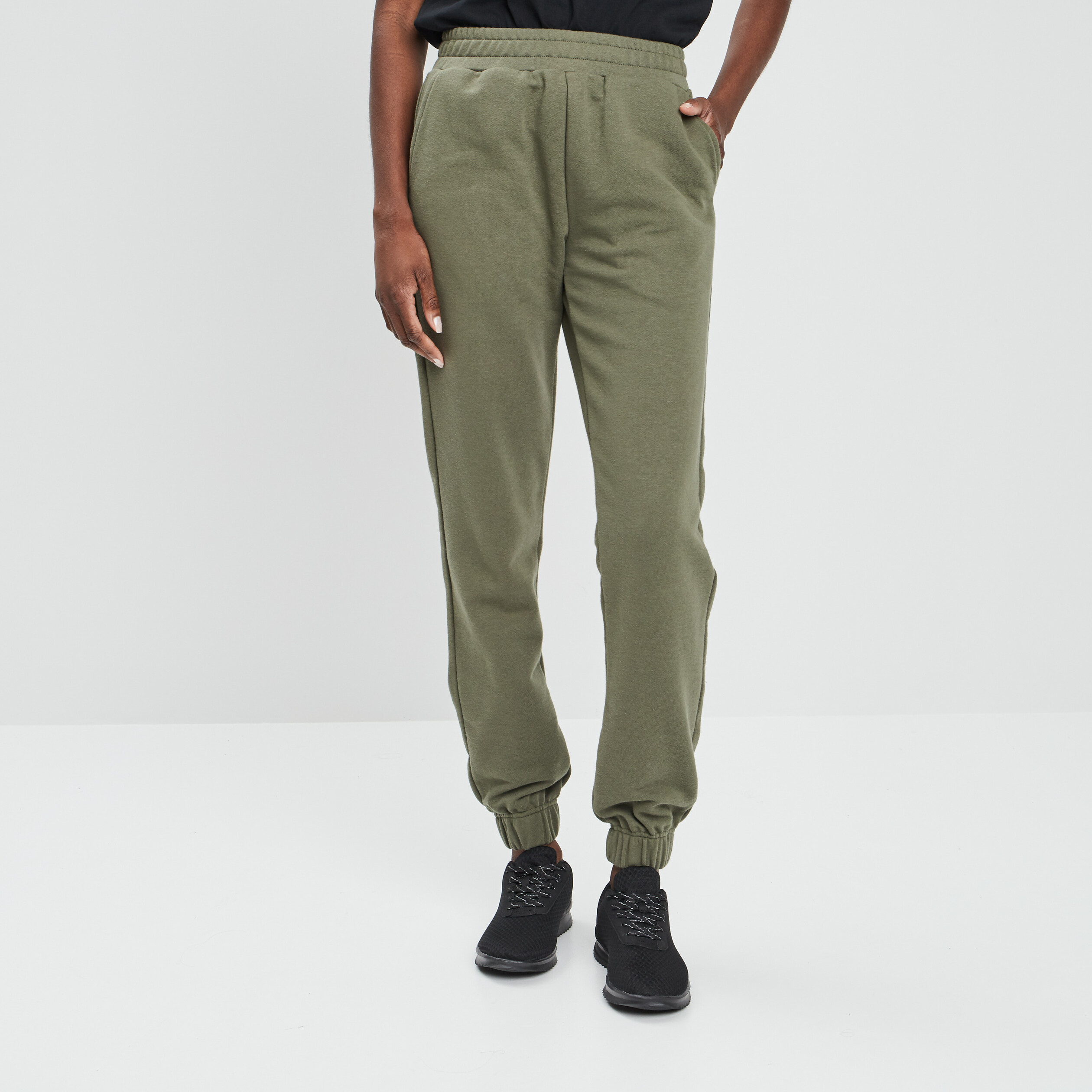 Pantalon jogging slim taille élastiquée vert kaki femme | La Halle