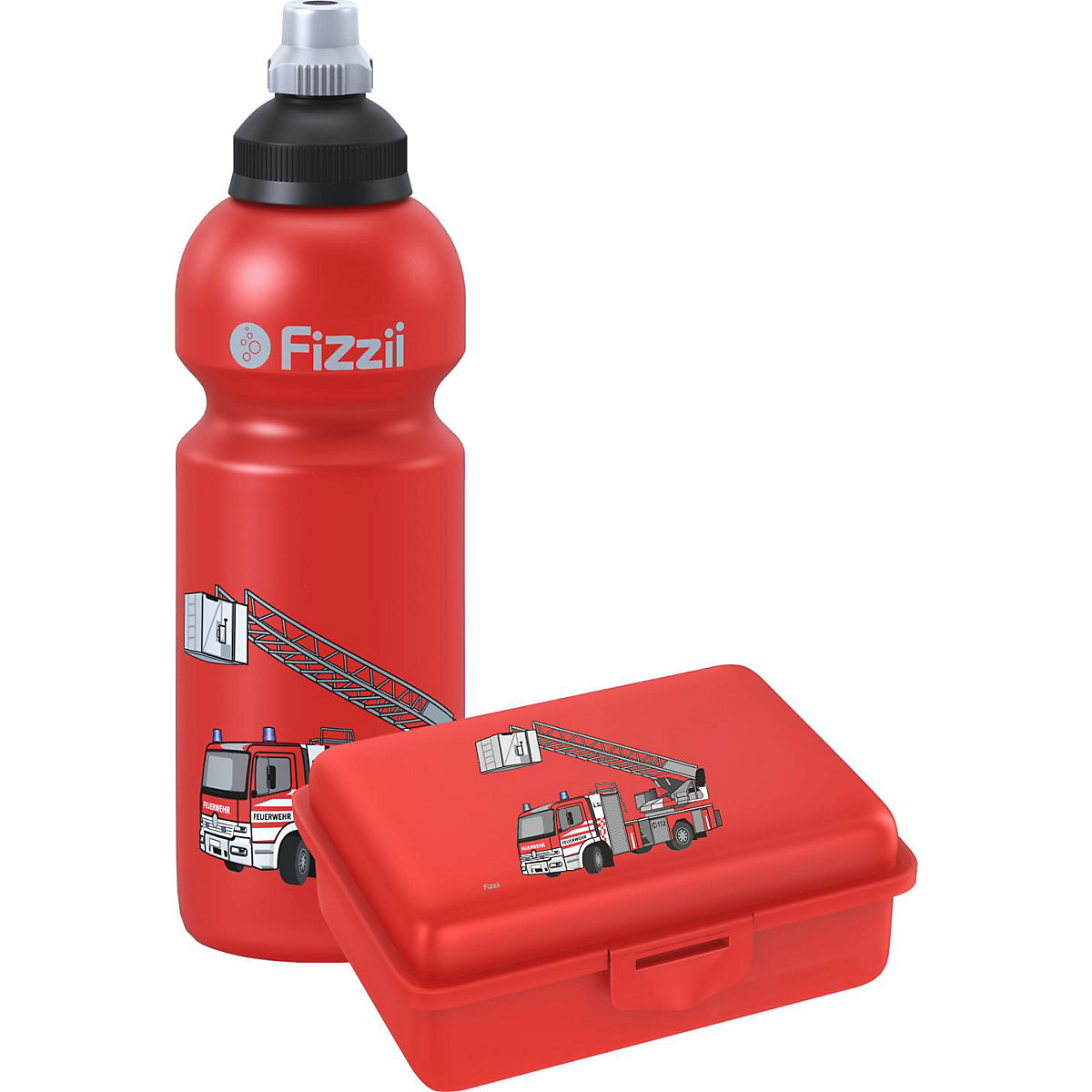 Pausenset, Trinkflasche & Brotdose Feuerwehr, 600 ml, inkl. Ersatzverschluss