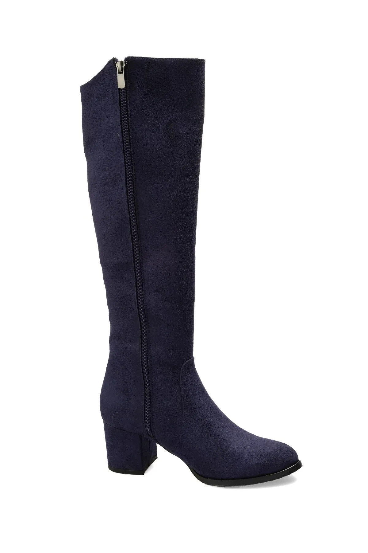 Mio Gusto  Bella Marineblaue Damenstiefel mit seitlichem Reißverschluss und dünnem Kunstpelzfutter