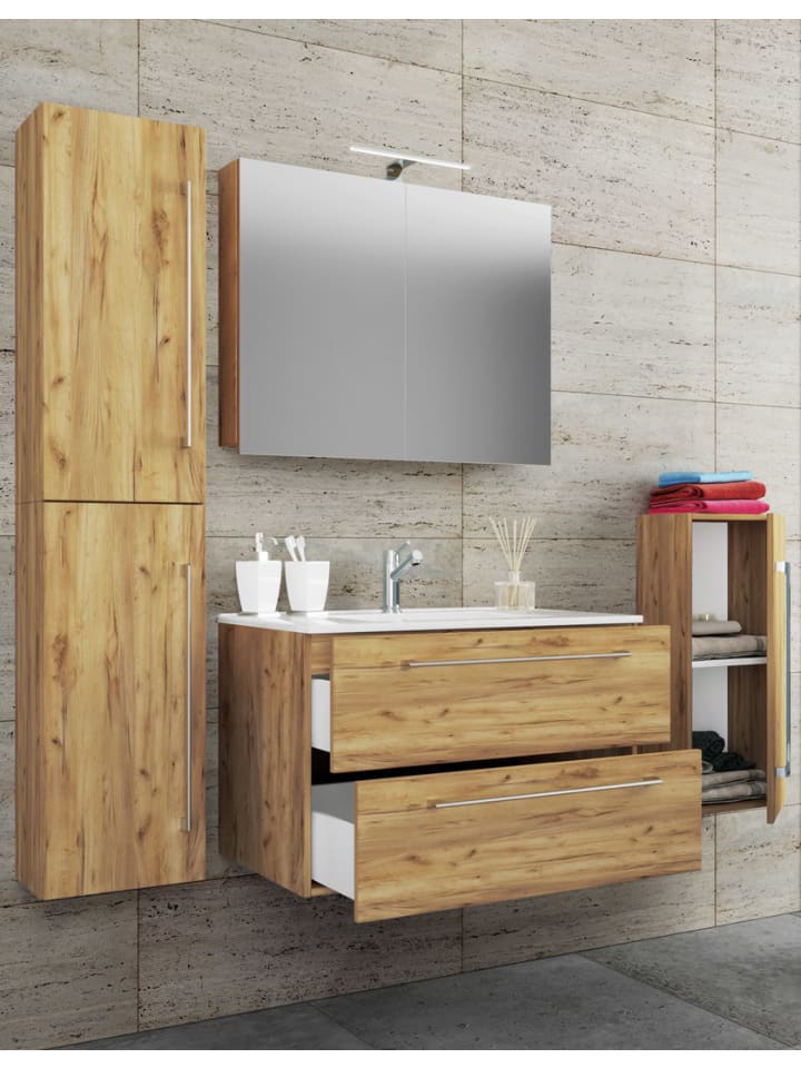 ebuy24 Spiegelschrank Badinos Eiche Dekor 146 x 46 cm günstig kaufen onesize