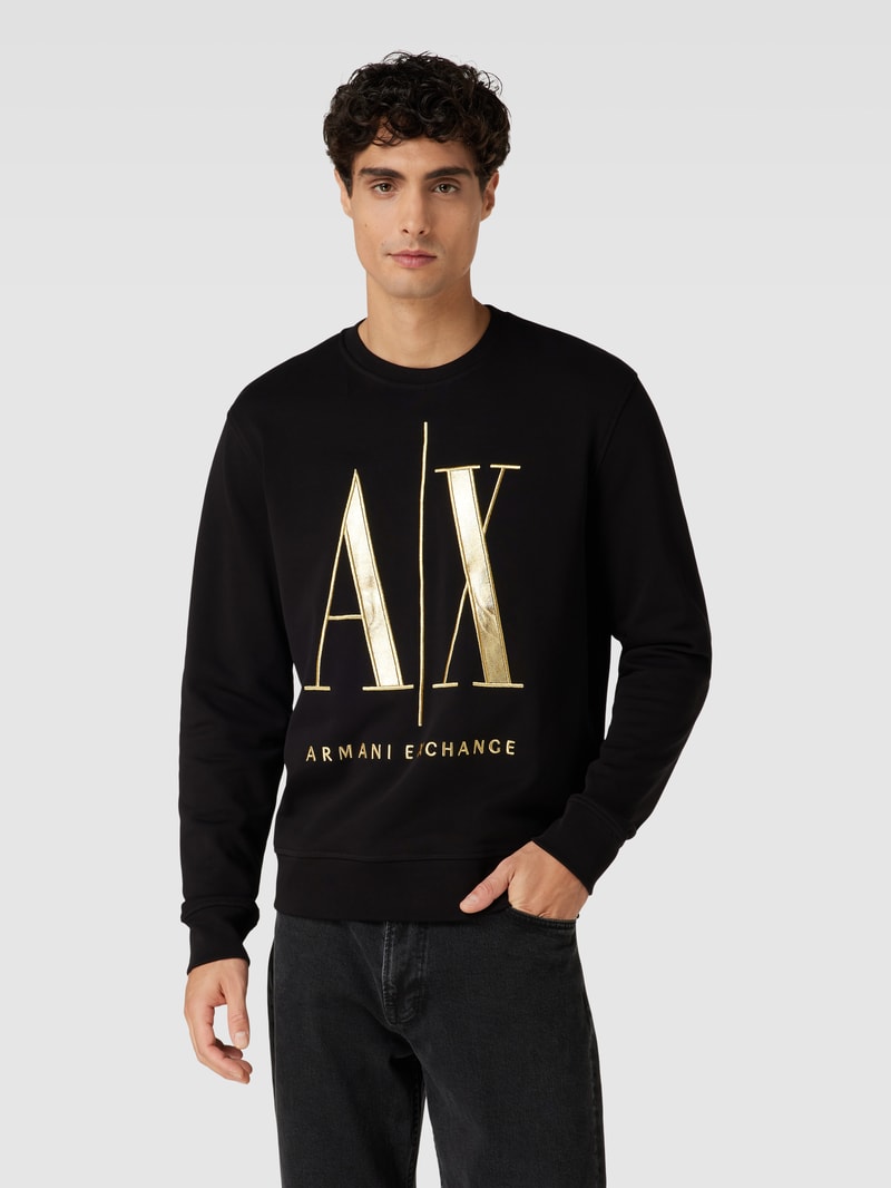 Sweatshirt mit Label-Statement-Stitching in schwarz