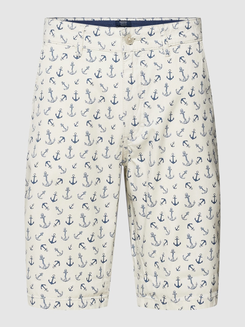 Bermudas mit Allover-Print in offwhite meliert