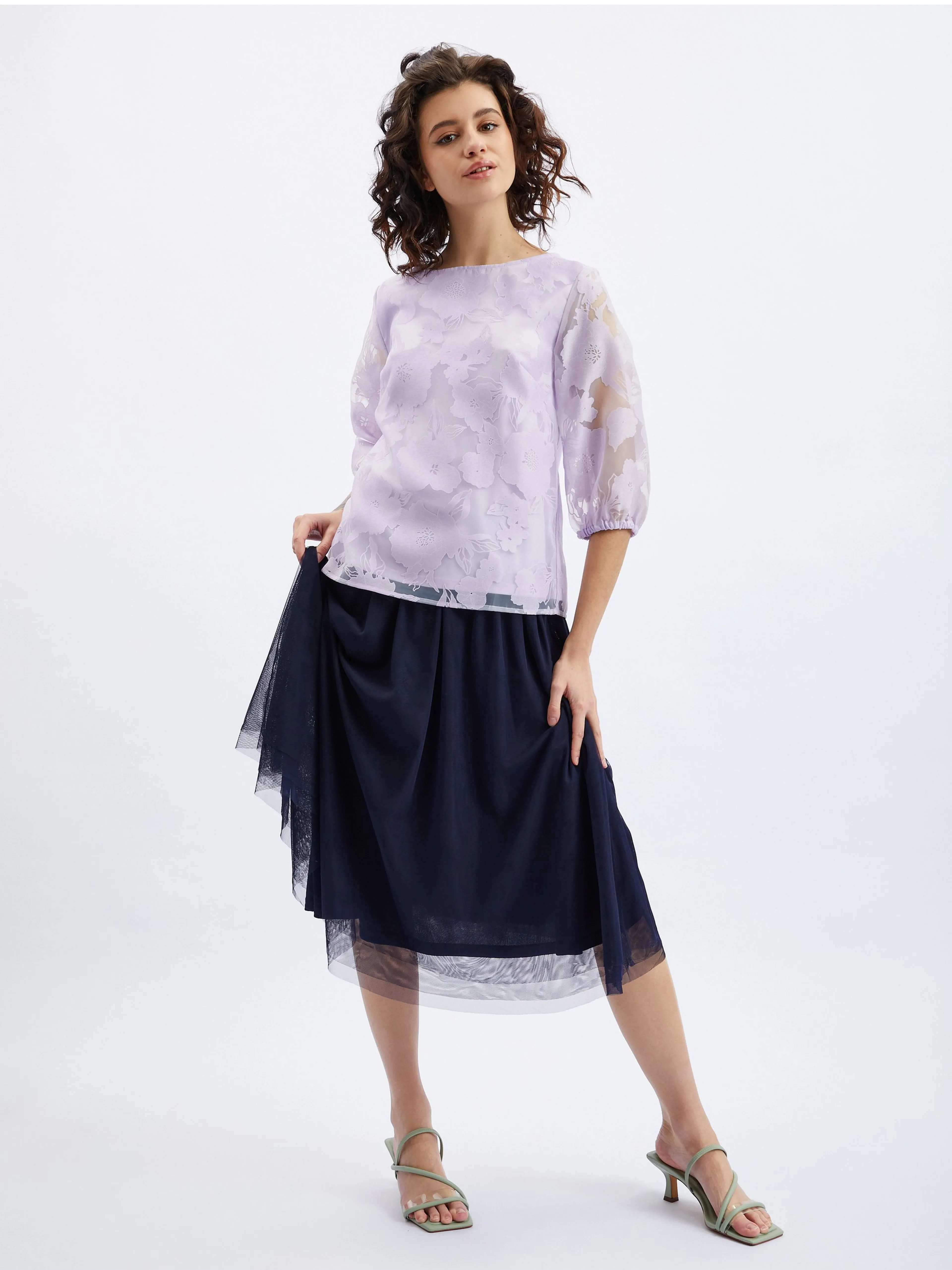 Hellviolette Damen-Blumenbluse ORSAY