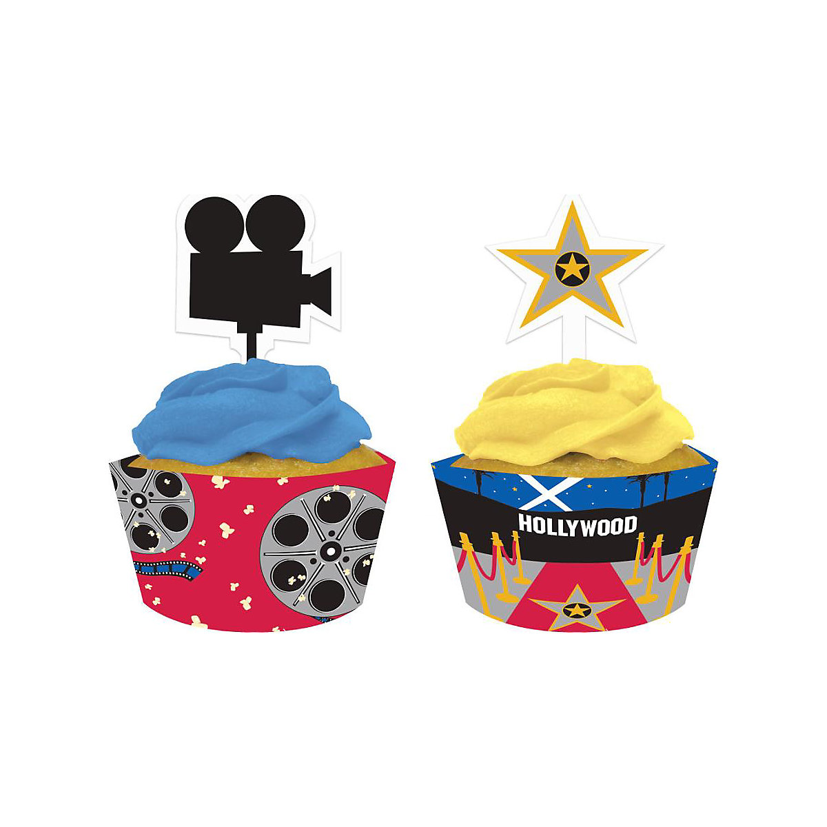 Muffinset Banderolen & Picker Hollywood, 24-tlg.
