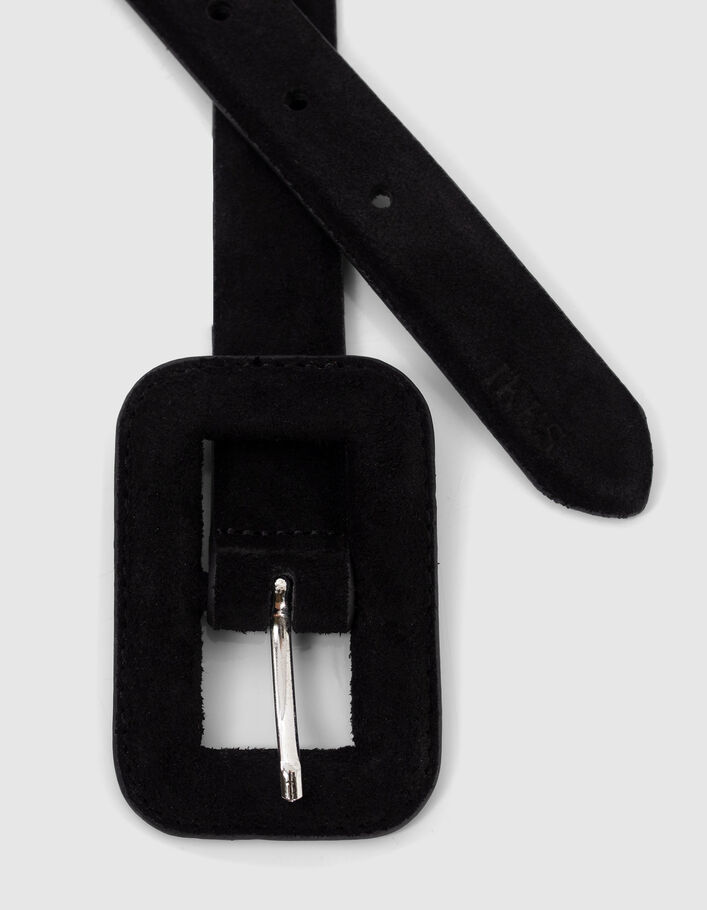 Ceinture noire cuir velours boucle large Femme