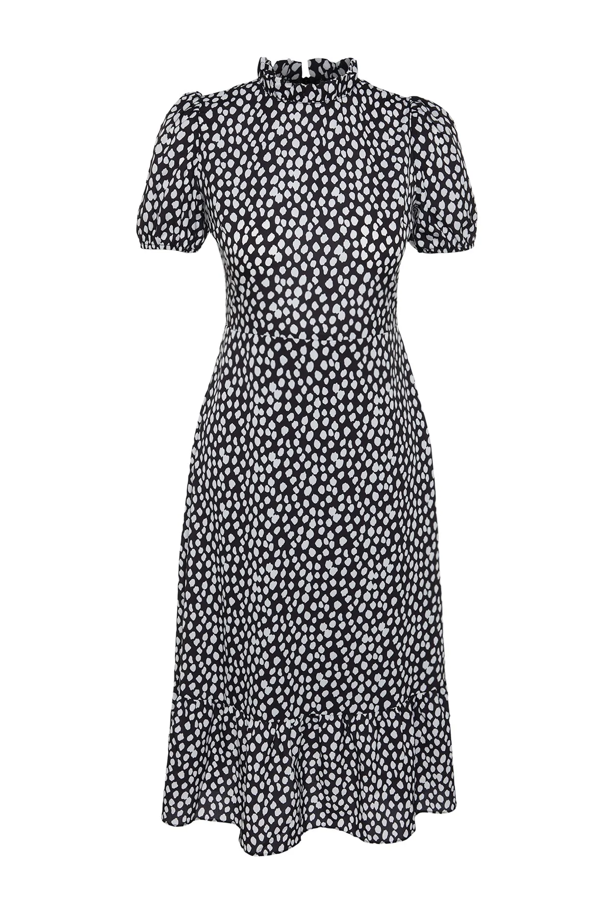 Trendyol Collection  Schwarzes A-Linien-Midikleid mit Blumenmuster TWOSS20EL0894