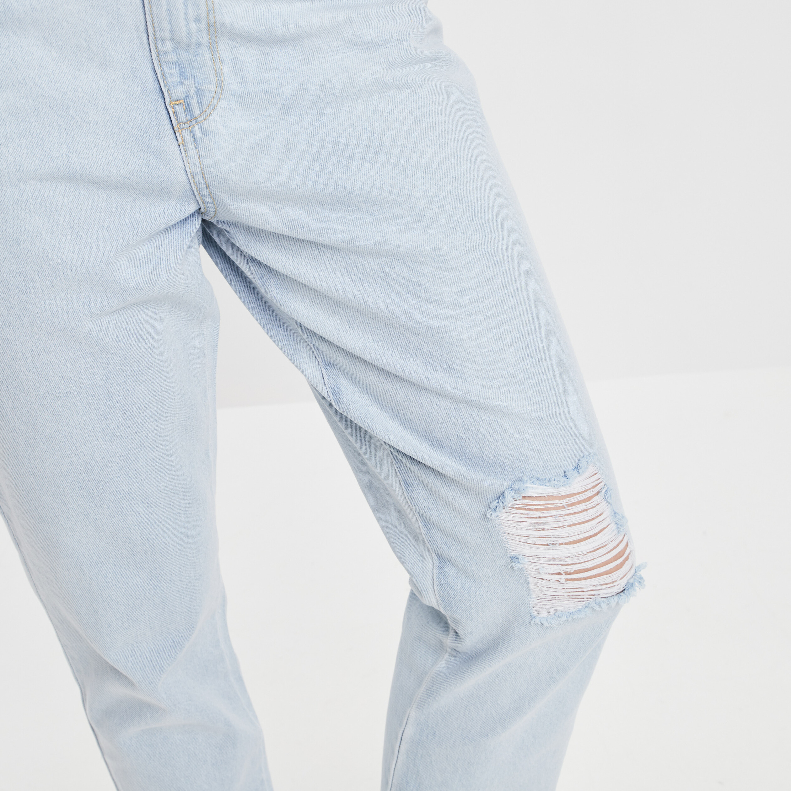 Jeans mom taille haute 7 8ème denim bleach femme | La Halle